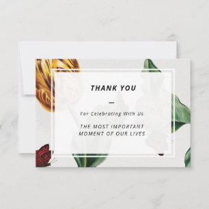 Minimal Modern Floral Tulip Wedding Thank You -  Card