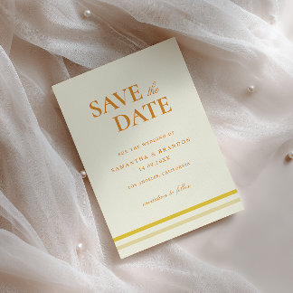 Minimal Modern Formal Script Butter Yellow Wedding Save The Date