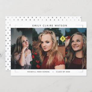 Minimal Modern Framed Photo Collage Grad Party Invitation