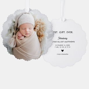 Minimal Modern Full Photo First Christmas Tree Decoration Card