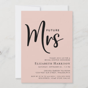 Minimal Modern Future Mrs Blush Pink Bridal Shower Invitation