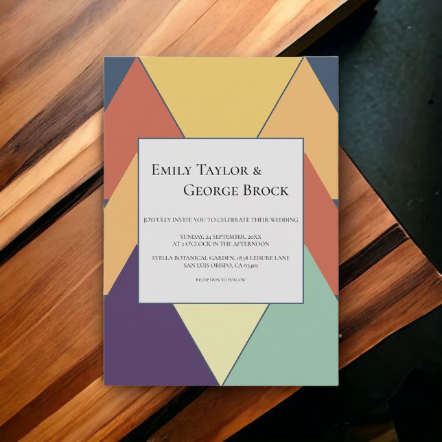 Minimal Modern Geometric Colourful Stylish Wedding Invitation (Creator Uploaded)
