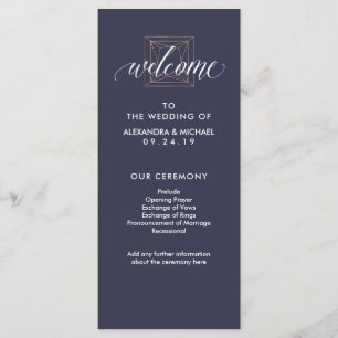Minimal Modern Geometric Diamond Wedding Program Programme