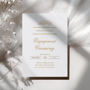 Minimal Modern Gold Calligraphy Muslim Engagement Invitation