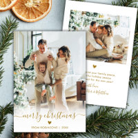 Minimal Modern Gold Script 2 Photo Merry Christmas