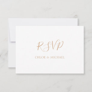 Minimal Modern Gold Stylish Script Wedding RSVP Card