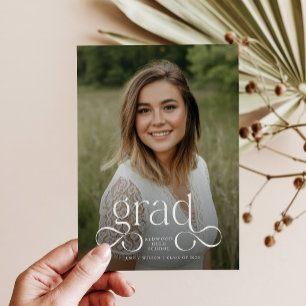 Minimal Modern Grad Photo Graduation Invitation Postcard