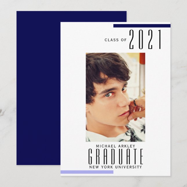 Minimal Modern Graduate Photo Graduation Announcement (Front/Back)