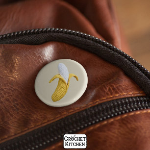 Minimal Modern Grandmacore Cute Crochet Banana 6 Cm Round Badge