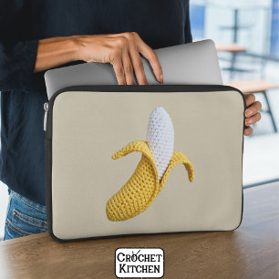 Minimal Modern Grandmacore Cute Crochet Banana Laptop Sleeve