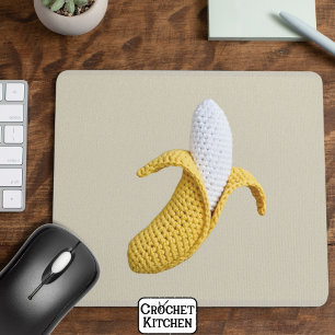 Minimal Modern Grandmacore Cute Crochet Banana Mouse Mat