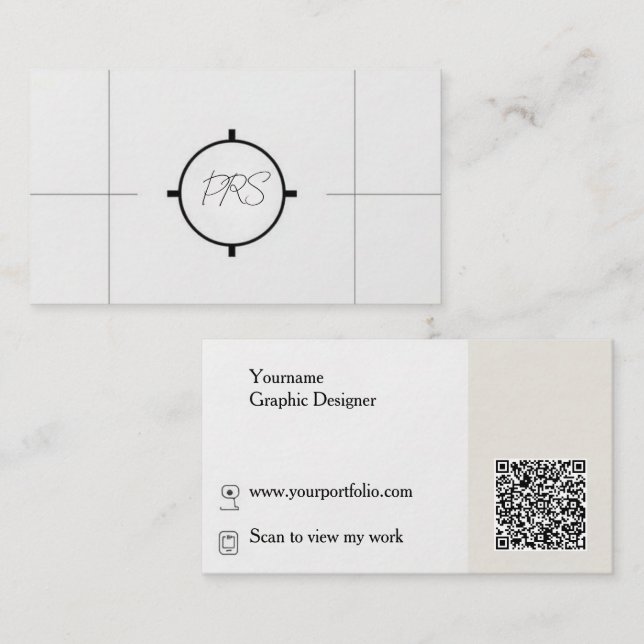 Minimal Modern Graphic Designer QR Code Business Card (Front/Back)