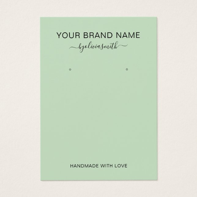 Minimal Modern Green Jewellery Display Card (Front)