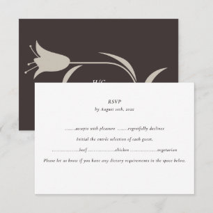 Minimal Modern Greige & Espresso Floral RSVP Card