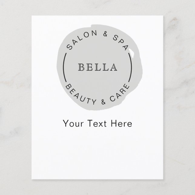 Minimal Modern Grey Salon Spa Coupons Flyer (Front)