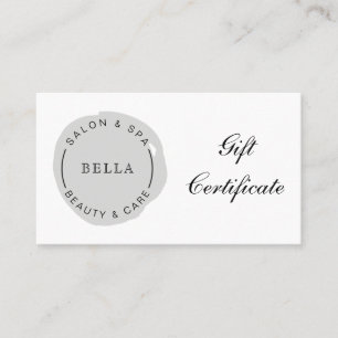 Minimal Modern Grey Salon Spa Gift Certificate