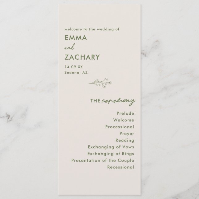 Minimal Modern Grey Wedding Programme (Front)