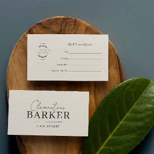 Minimal Modern Hair Stylist Gift Certificate Card