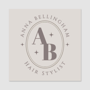 Minimal Modern Hair Stylist Name Badge monogram