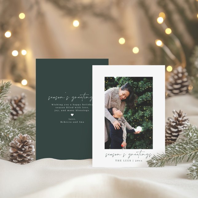Minimal Modern Handwritten Script Photo Christmas Holiday Card (Creator Uploaded)