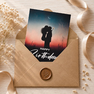 Minimal Modern Happy Birthday Greeting Wish Photo Postcard