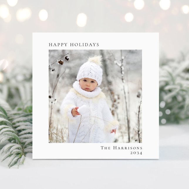 Minimal Modern Happy Holidays Christmas Photo Holiday Card (Share the love and warmth of the season with your personalized photo Christmas card)