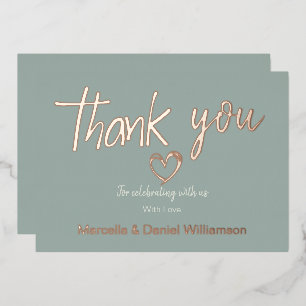 Minimal Modern Heart and Script Thank You Wedding