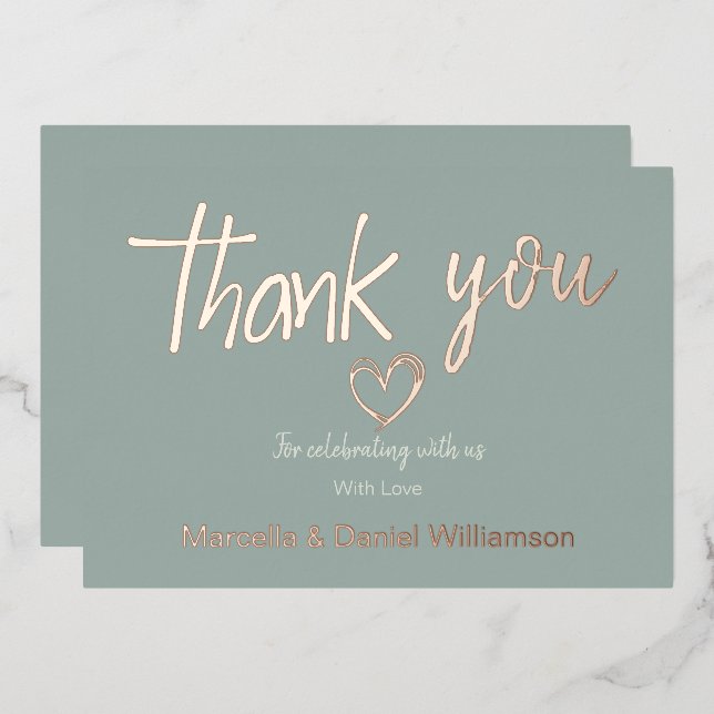 Minimal Modern Heart and Script Thank You Wedding  (Front/Back)