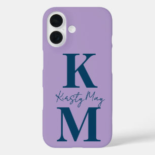Minimal Modern Initials Name Personalise iPhone 16 Case