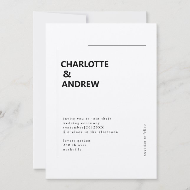 minimal, modern invitation (Front)