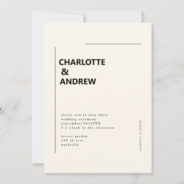 minimal, modern invitation (Front)