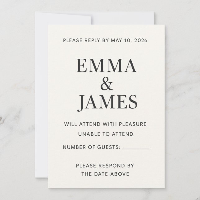 Minimal Modern Ivory RSVP Card (Front)