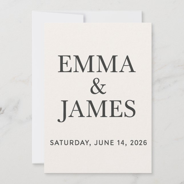 Minimal Modern Ivory Save the Date (Front)