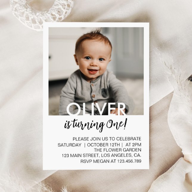 Minimal Modern Kids Birthday Photo Invitation (Creator Uploaded)
