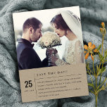 MINIMAL MODERN KRAFT TYPOGRAPHY WEDDING PHOTO SAVE THE DATE<br><div class="desc">A perfect wedding collection for those looking for a tastefully done; modern, Scandinavian bold minimal theme. Personalise it with your name, your wedding date, and be sure to include a special message. Lots of designs to choose from and lots of items to coordinate with. Available in 4 background colours- black,...</div>