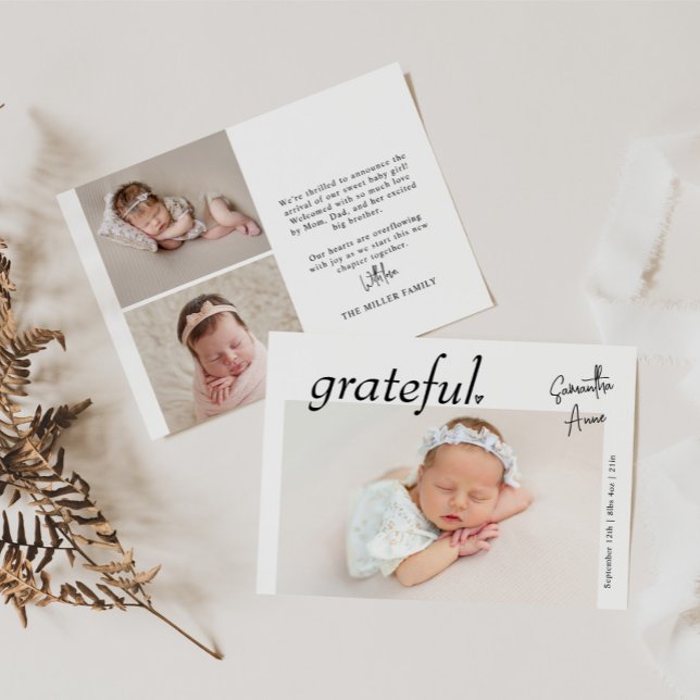 Minimal Modern Landscape Baby Photo Birth Announcement (Creator Uploaded)