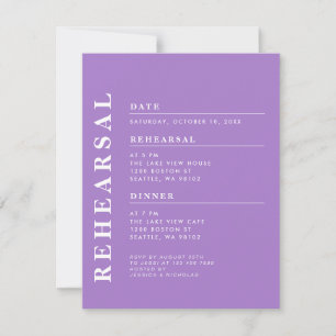 Minimal Modern Lavender Rehearsal Dinner Elegant Invitation