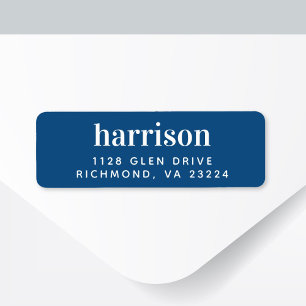 Minimal Modern Lettering Blue Return Address