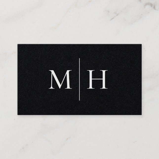 Minimal Modern Line Initials Monogram Black Kraft Business Card (Front)