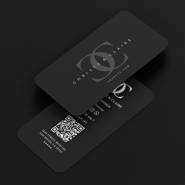 Minimal Modern Logo C Black Grey Monogram Business Card (Minimal Modern Logo C Black Grey Monogram Business Card
)