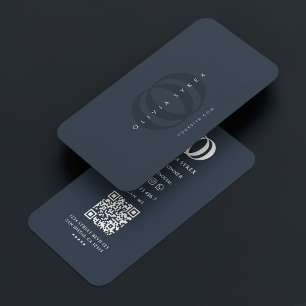Minimal Modern Logo O Dark Blue Charcoal  Business Card
