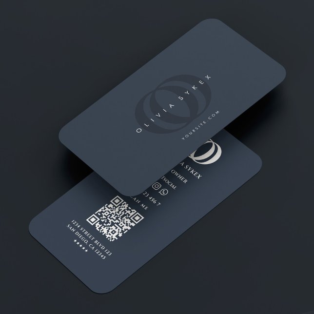 Minimal Modern Logo O Dark Blue Charcoal  Business Card (Minimal Modern Logo O Dark Blue Charcoal Business Card
)