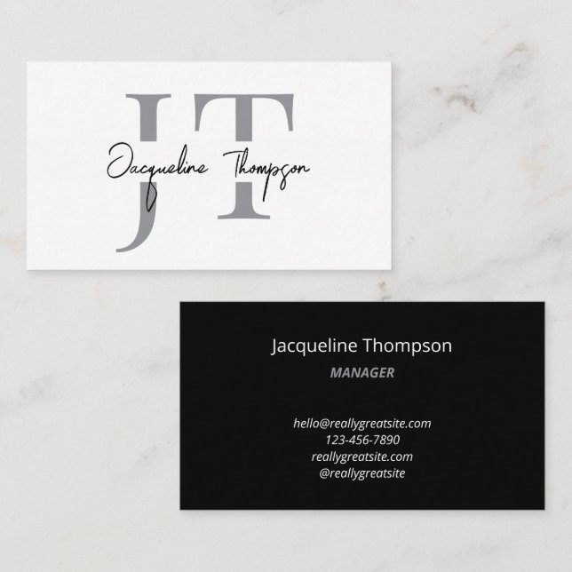 Minimal Modern Luxury Black and White Simple  Business Card (Front/Back)