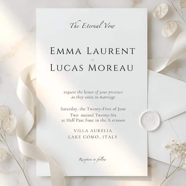 Minimal Modern Luxury Black & White Wedding Design Invitation (Creator Uploaded)