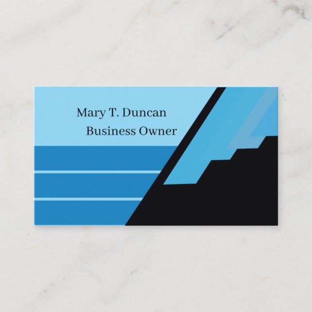 Minimal Modern Luxury Blue Business Card (Front)