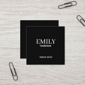 Minimal Modern Makeup Artist Black White  Square Business Card