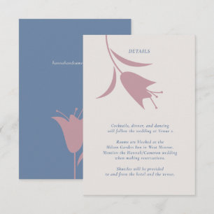 Minimal Modern Mauve & Dusty Blue Floral Wedding Enclosure Card