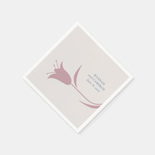 Minimal Modern Mauve Floral Wedding Napkin