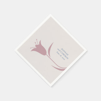 Minimal Modern Mauve Floral Wedding Napkin