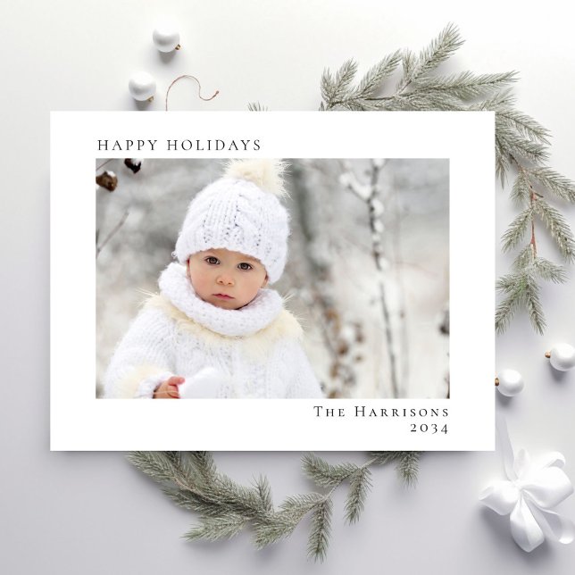 Minimal Modern Merry Christmas Photo Holiday Card (Share the love and warmth of the season with your personalized photo Christmas card)
